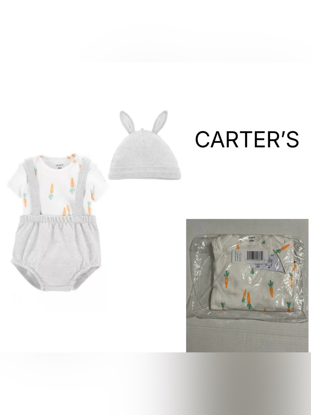 CARTER’S - 12M - NWT - INFANT 3PC EASTER BUNNY OUTFIT